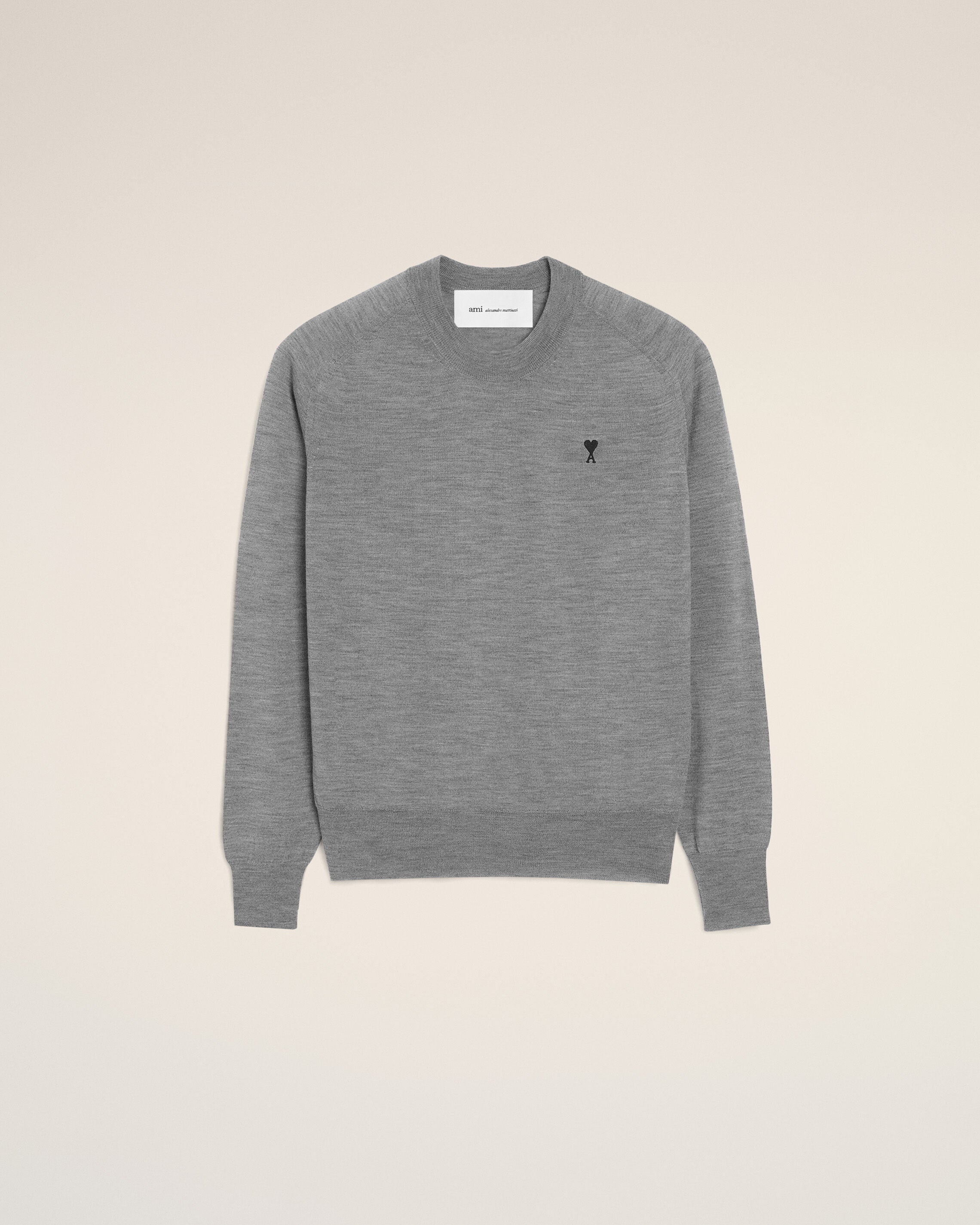 Grey Wool Ami de Coeur Crewneck Sweater